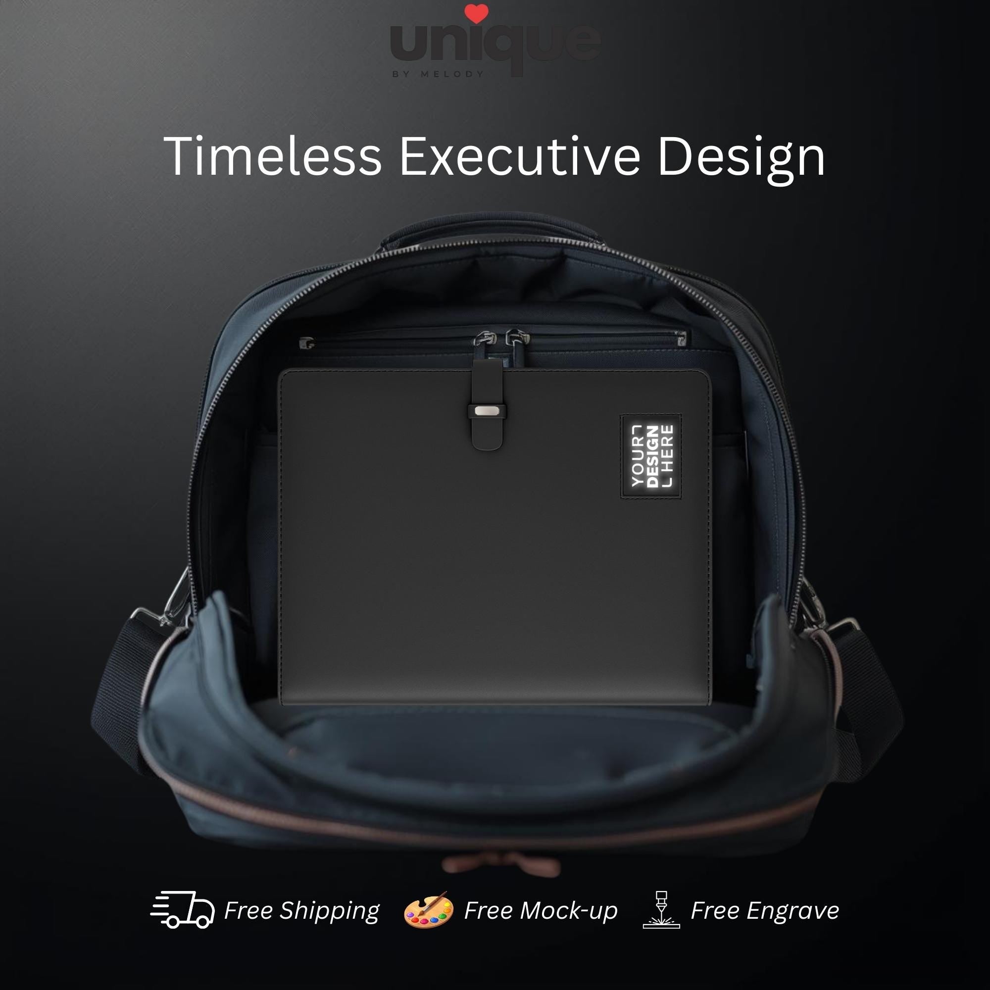 Custom Notebook A5 Tech Portfolio with Light Up Logo Executive Corporate Gift