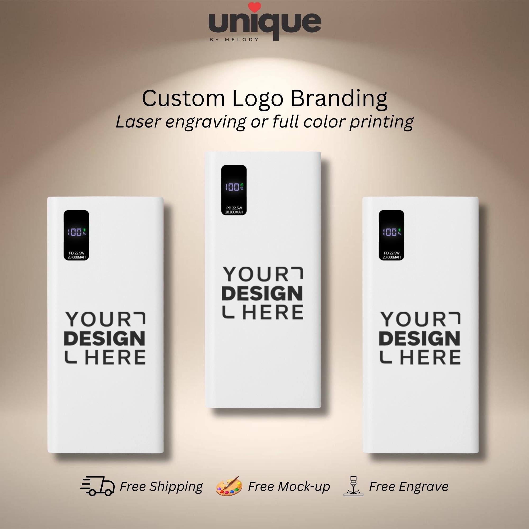 Custom Logo Portable Charger USB-C Powerbank Corporate Conference Gift Branded Tech Giveaway Employee Onboarding Gift Company Merch