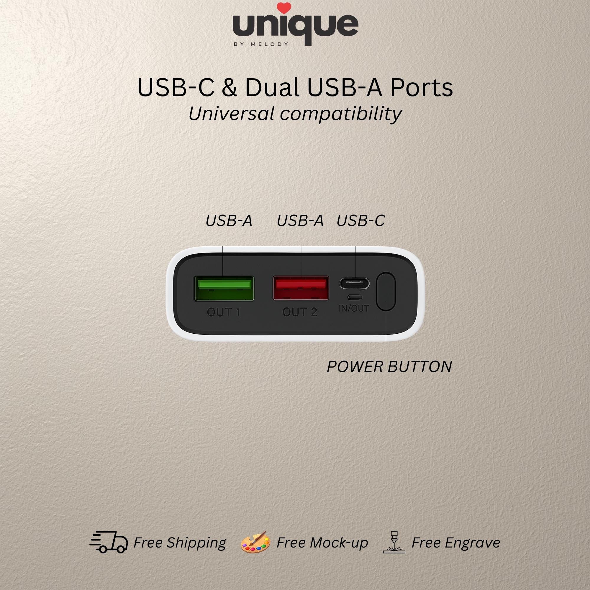 Custom Logo Portable Charger USB-C Powerbank Corporate Conference Gift Branded Tech Giveaway Employee Onboarding Gift Company Merch