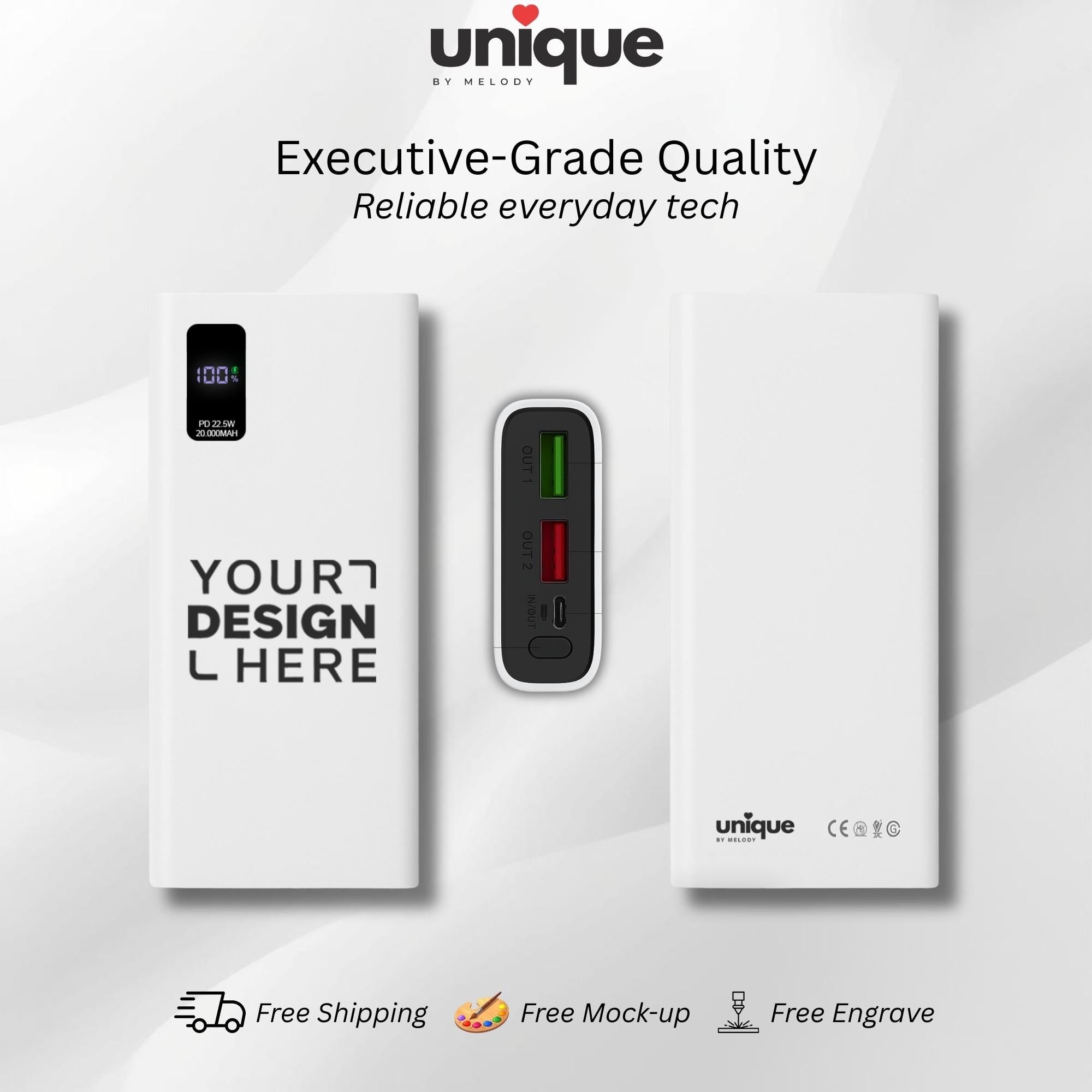 Custom Logo Portable Charger USB-C Powerbank Corporate Conference Gift Branded Tech Giveaway Employee Onboarding Gift Company Merch