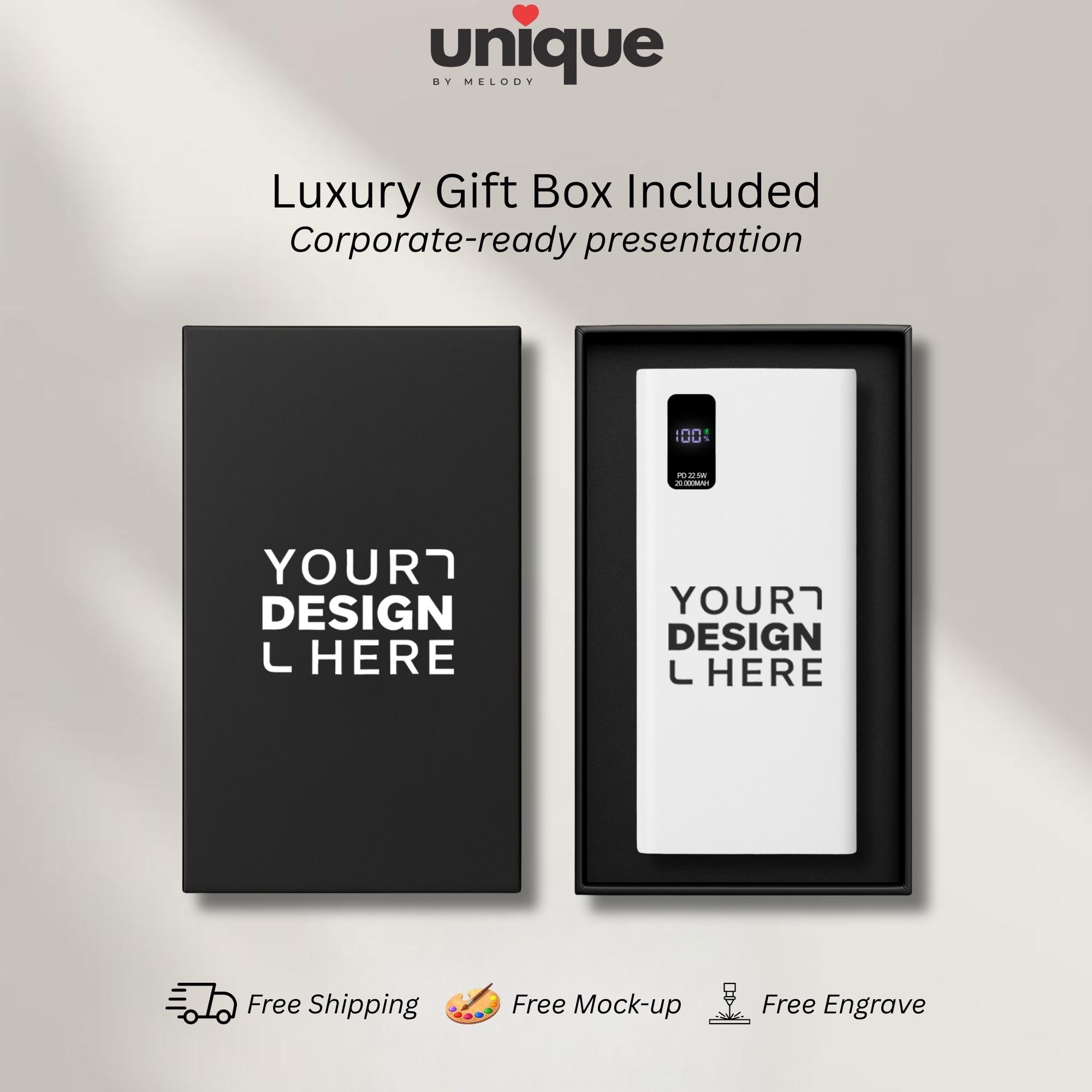 Custom Logo Portable Charger USB-C Powerbank Corporate Conference Gift Branded Tech Giveaway Employee Onboarding Gift Company Merch