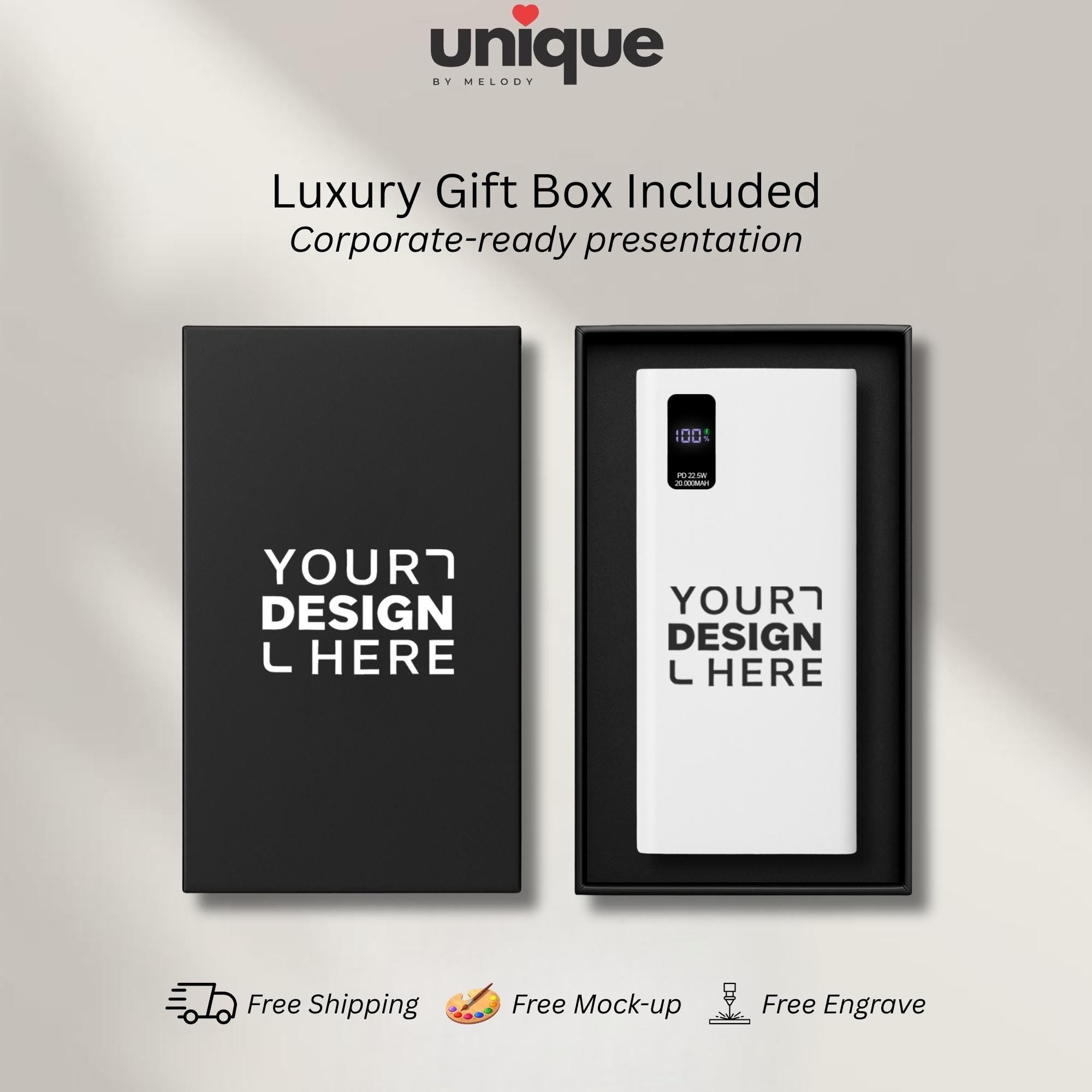 Custom Logo Portable Charger USB-C Powerbank Corporate Conference Gift Branded Tech Giveaway Employee Onboarding Gift Company Merch