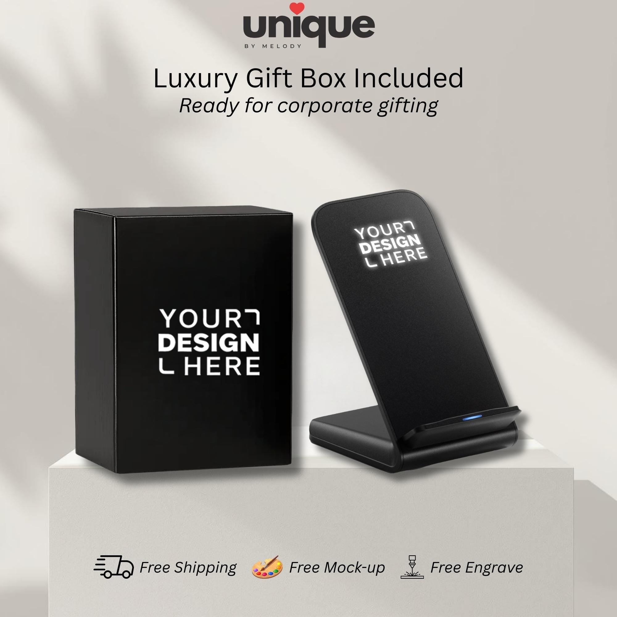 Custom Wireless Charger Light Up Logo Desk Station Affordable Corporate Branded Tech Giveaway Employee Onboarding Gift