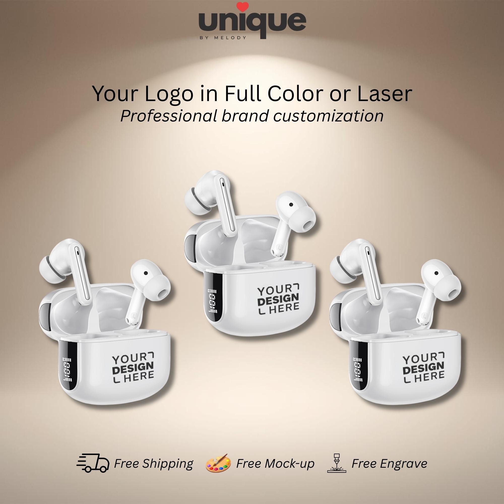 Custom Logo ANC Bluetooth Earbuds Wireless Noise Cancelling Headphones Corporate Employee Onboarding Gift Branded Tech Giveaway