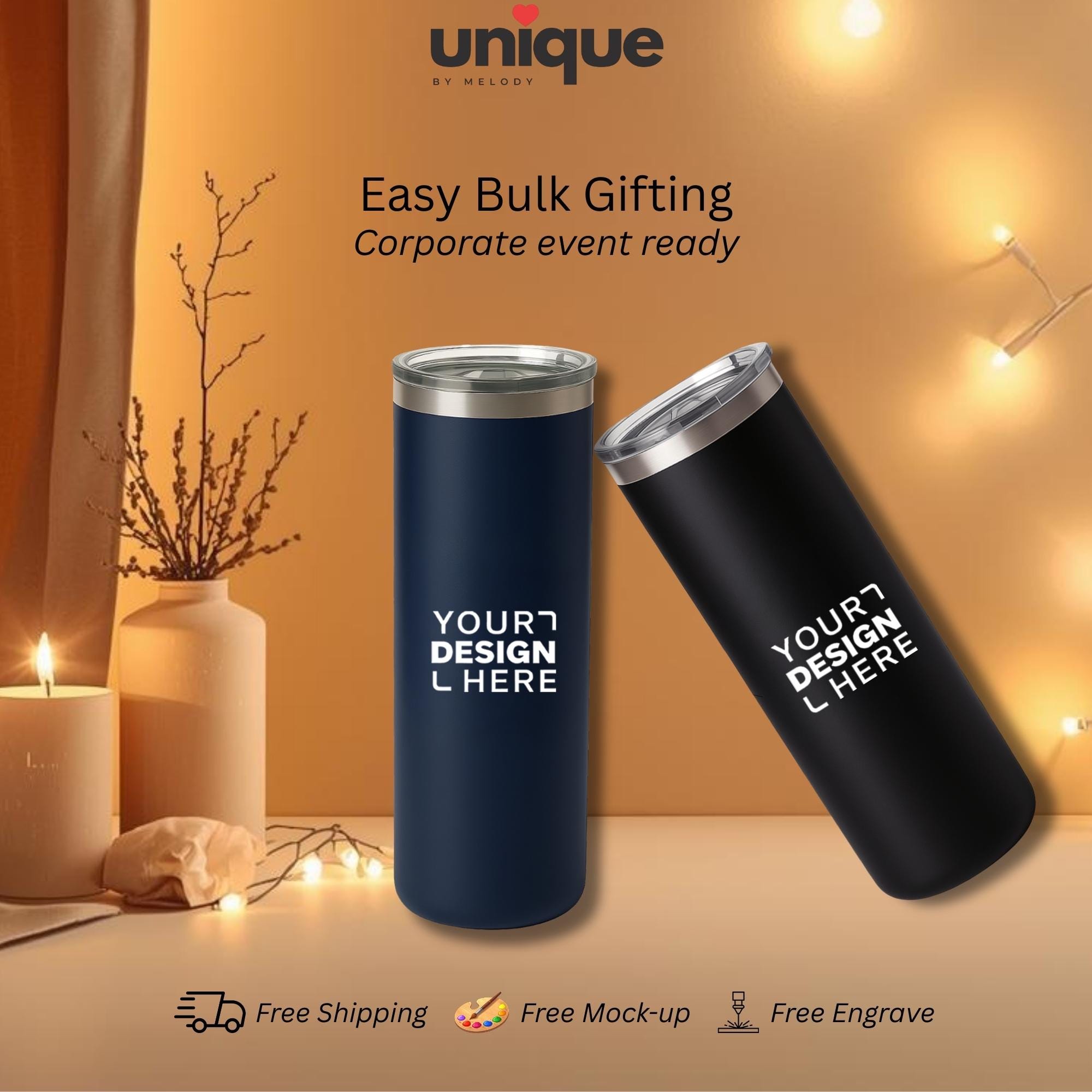 Personalized Stainless Steel Tumbler Corporate Christmas New Year End Client Holiday Employee Appreciation Gift Promo