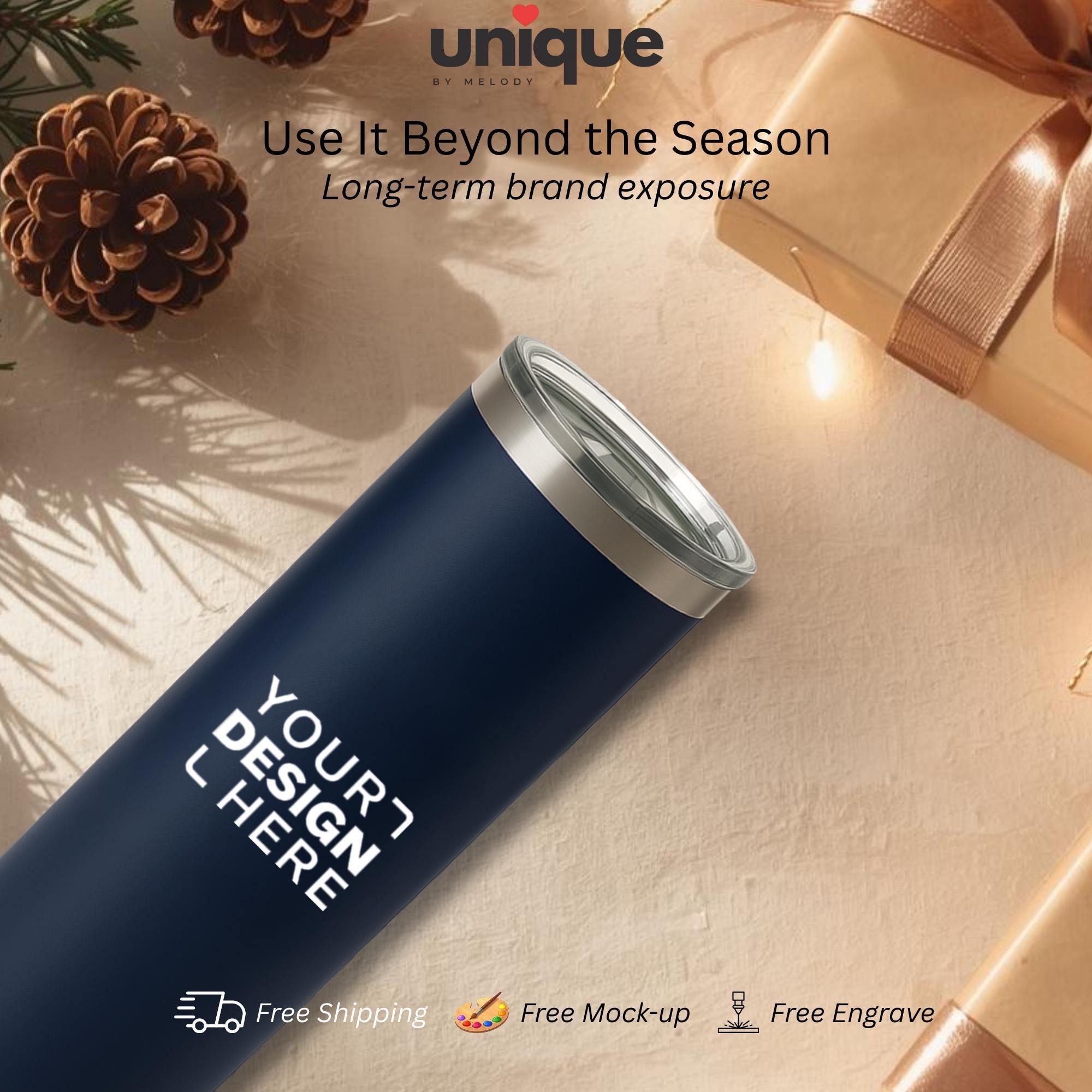 Personalized Stainless Steel Tumbler Corporate Christmas New Year End Client Holiday Employee Appreciation Gift Promo
