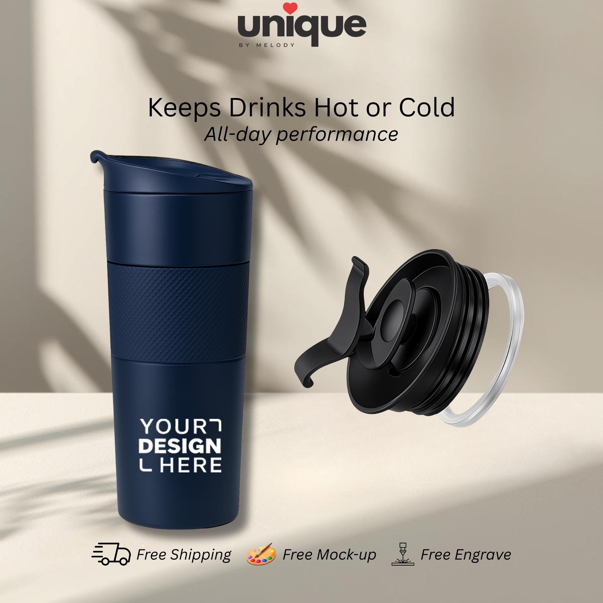 Custom Stainless Steel Tumbler Engraved Logo Printing Insulated Travel Mug Corporate Employee Client Holiday Appreciation Conference Gift