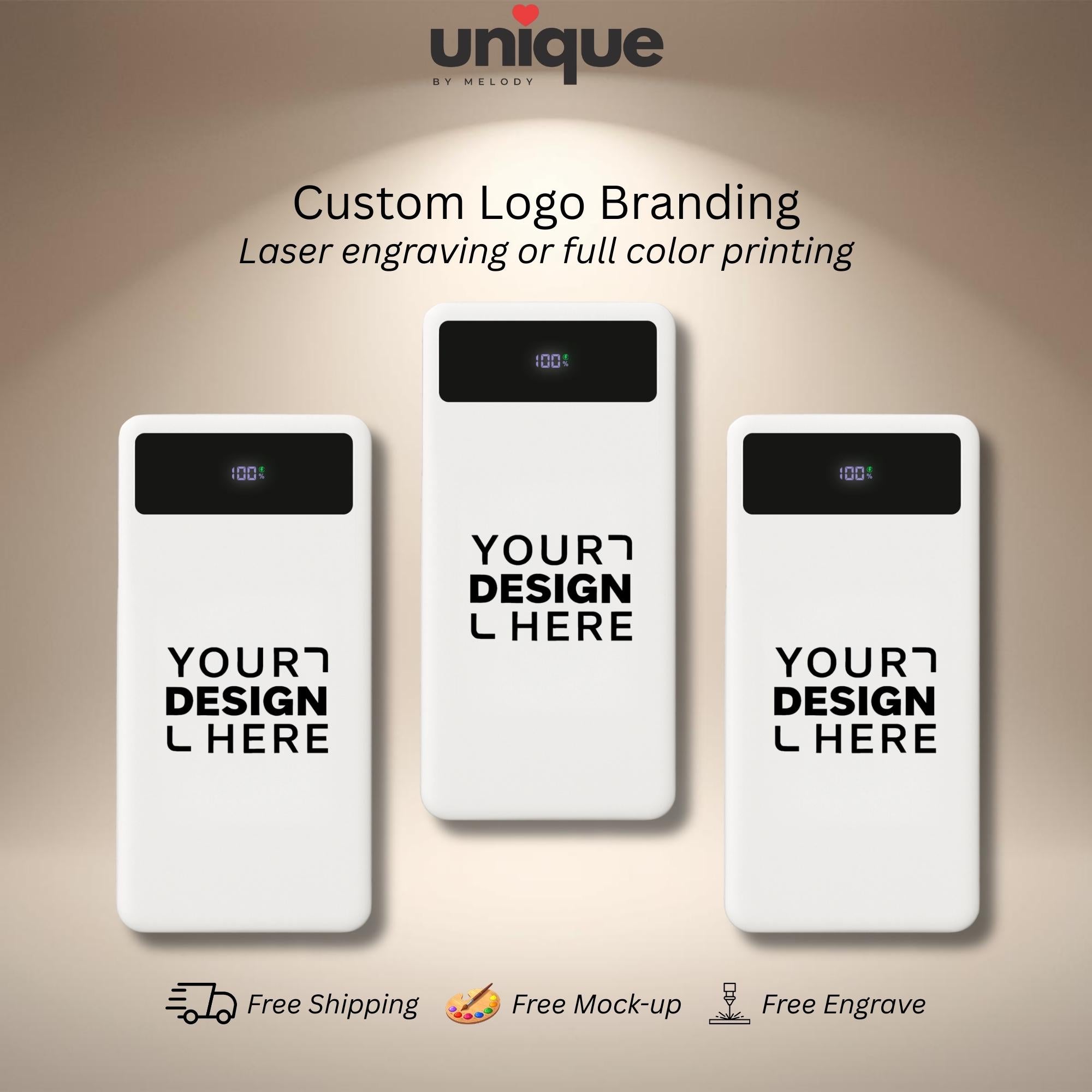 Custom Logo Portable Charger Pearl White Powerbank PD Fast Charging Corporate Conference Client Employee Appreciation Onboarding Gift