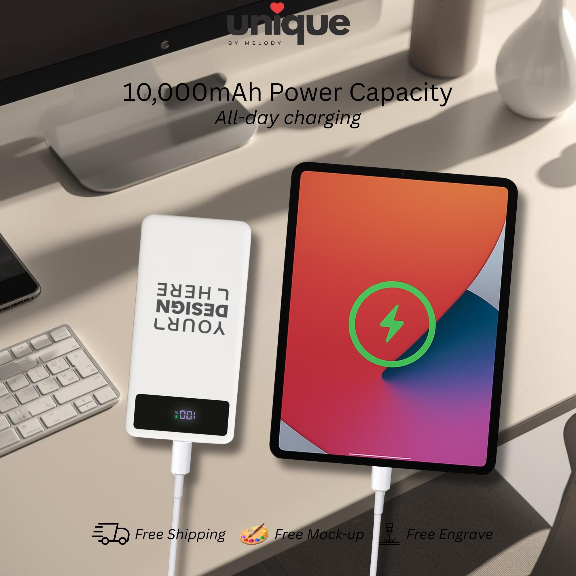 Custom Logo Portable Charger Pearl White Powerbank PD Fast Charging Corporate Conference Client Employee Appreciation Onboarding Gift