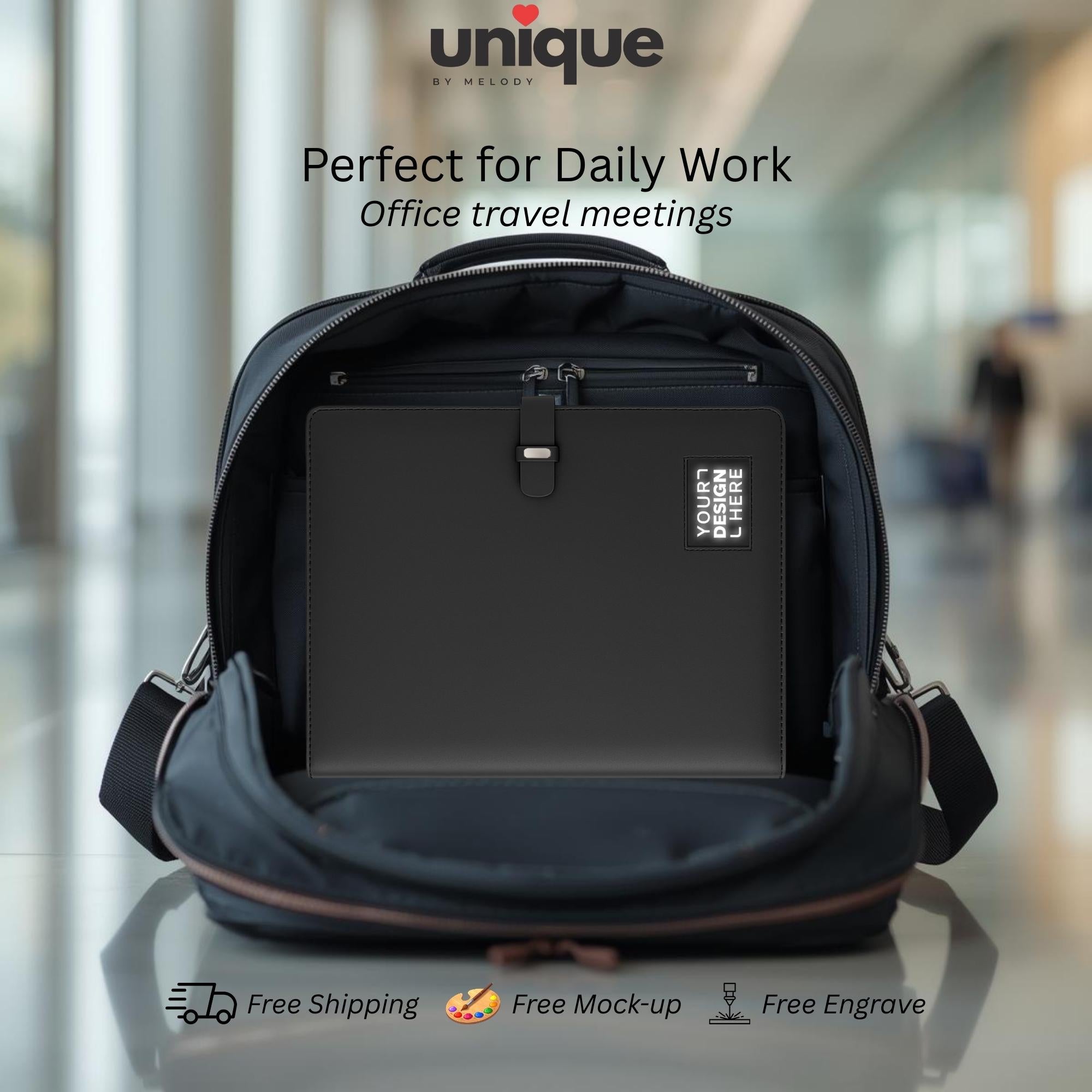 Custom Tech Portfolio Light Up Logo A5 Executive Notebook Corporate Gift Client Appreciation Conferences Corporate Events Onboarding Kits