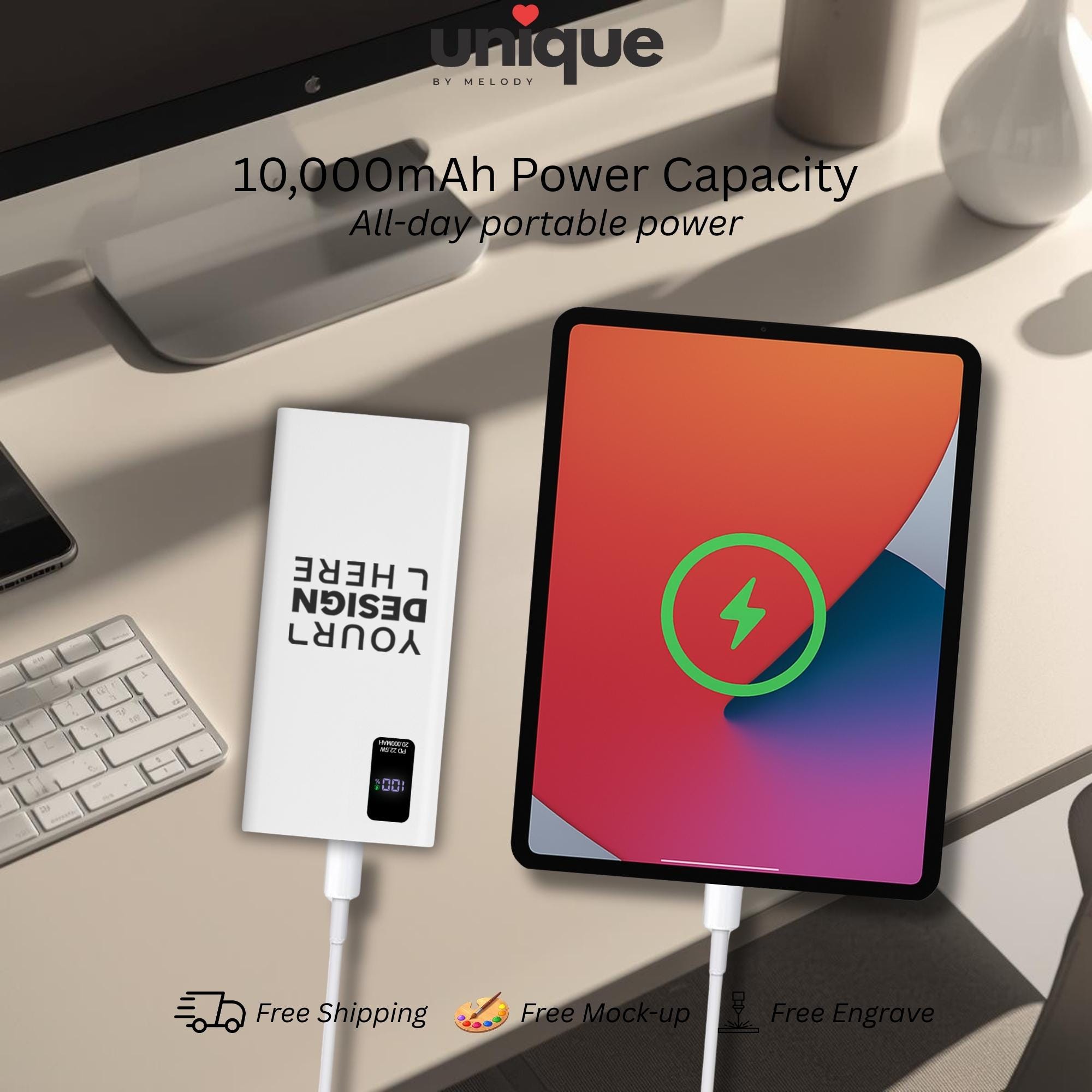 Custom Logo Portable Charger USB-C Powerbank Corporate Conference Gift Branded Tech Giveaway Employee Onboarding Gift Company Merch