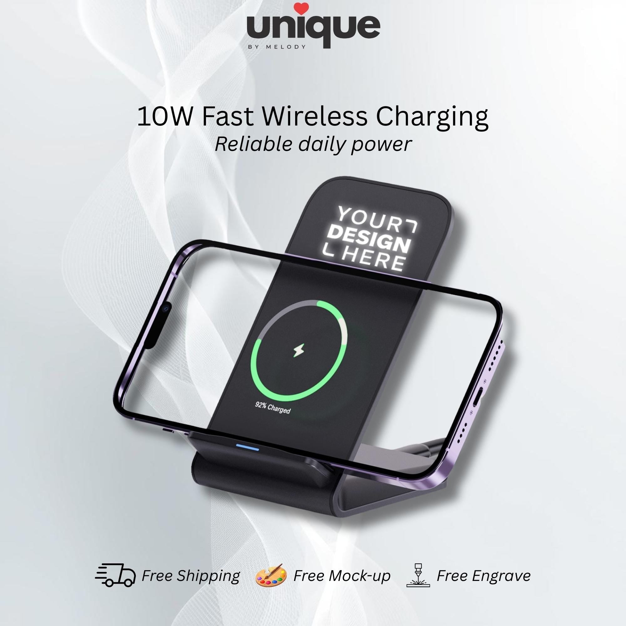 Custom Wireless Charger Light Up Logo Desk Station Affordable Corporate Branded Tech Giveaway Employee Onboarding Gift