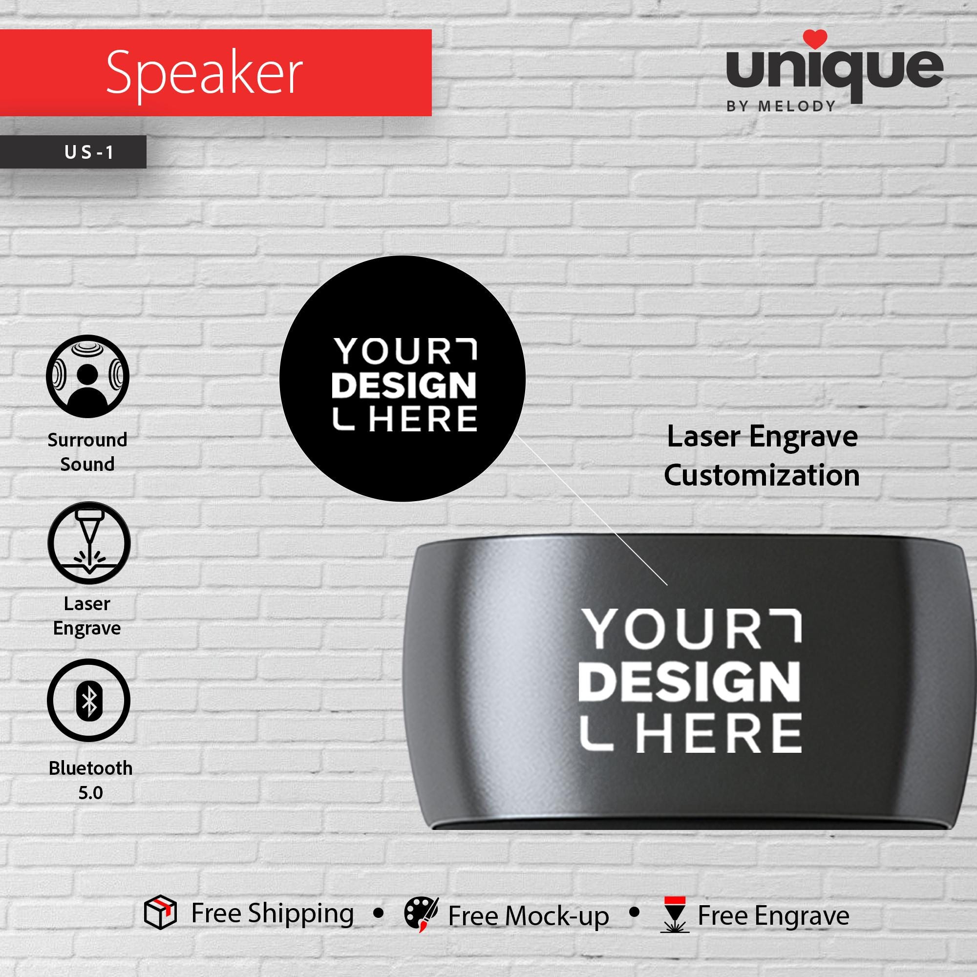 Personalized Portable Speaker Custom Company Logo Bluetooth Speaker Holiday Corporate Gift Tech for Client Employee Events Conference