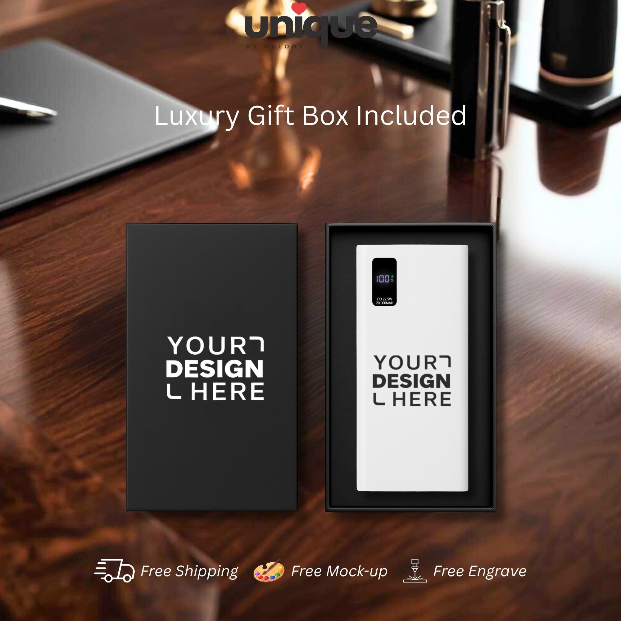Custom Logo Portable Charger Fast Charging Powerbank Executive Corporate Gift