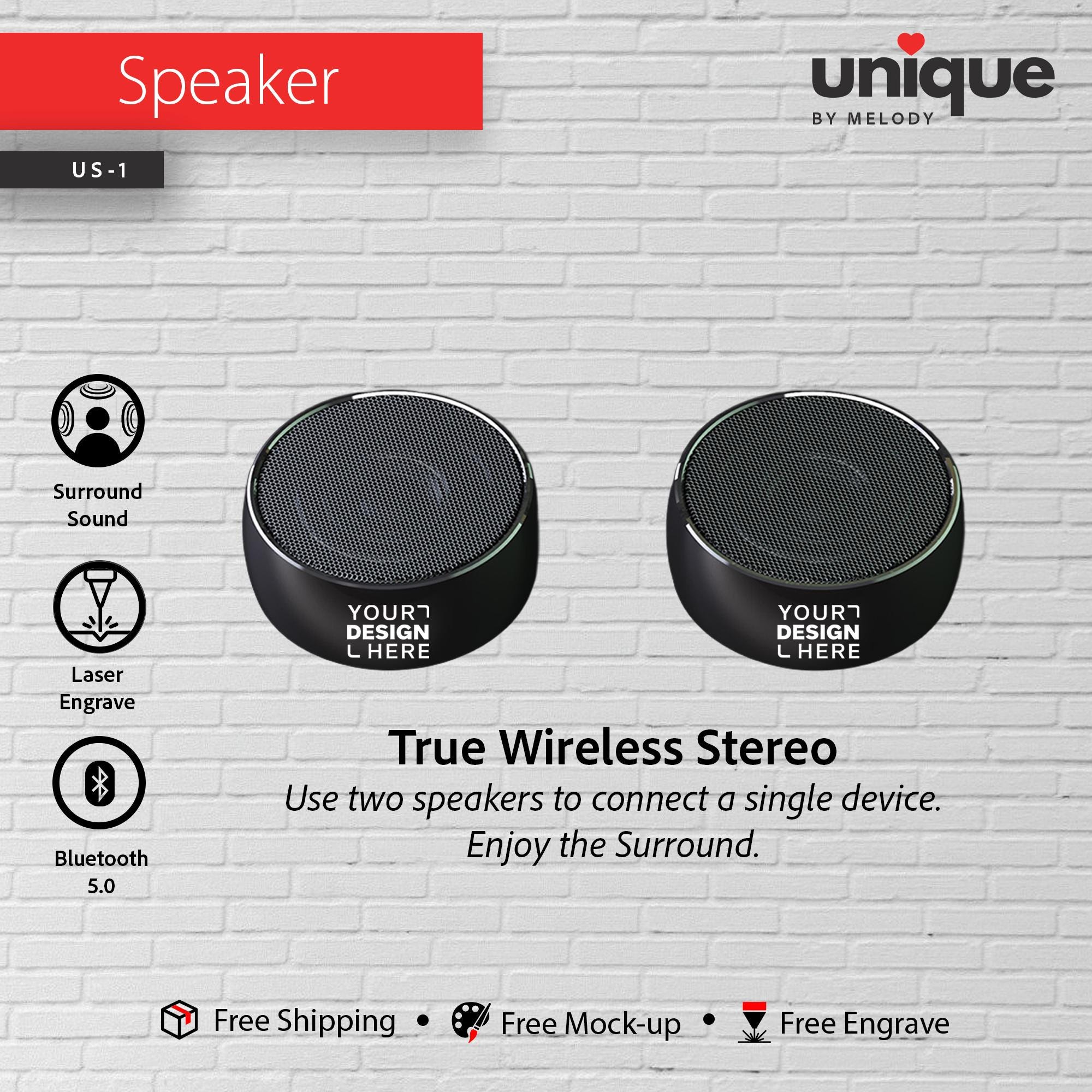 Personalized Portable Speaker Custom Company Logo Bluetooth Speaker Holiday Corporate Gift Tech for Client Employee Events Conference