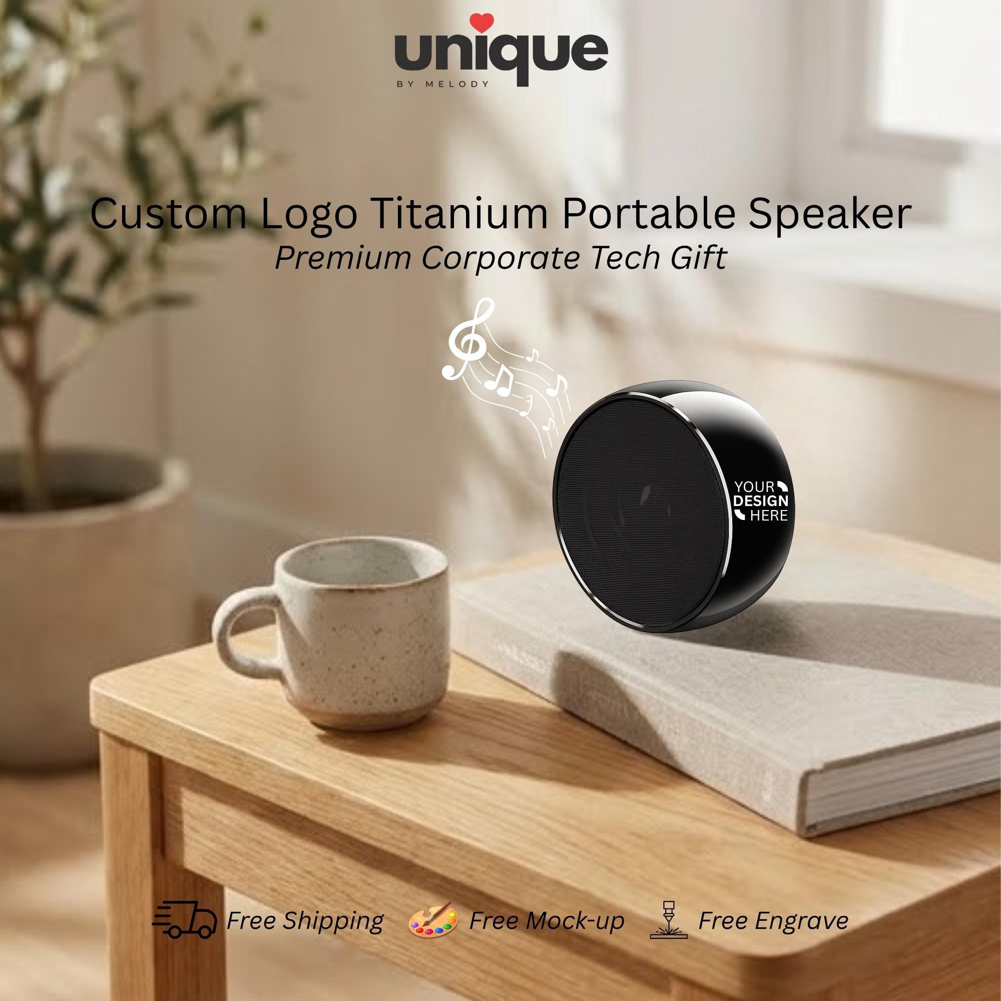 Personalized Portable Speaker Custom Company Logo Bluetooth Speaker Holiday Corporate Gift Tech for Client Employee Events Conference