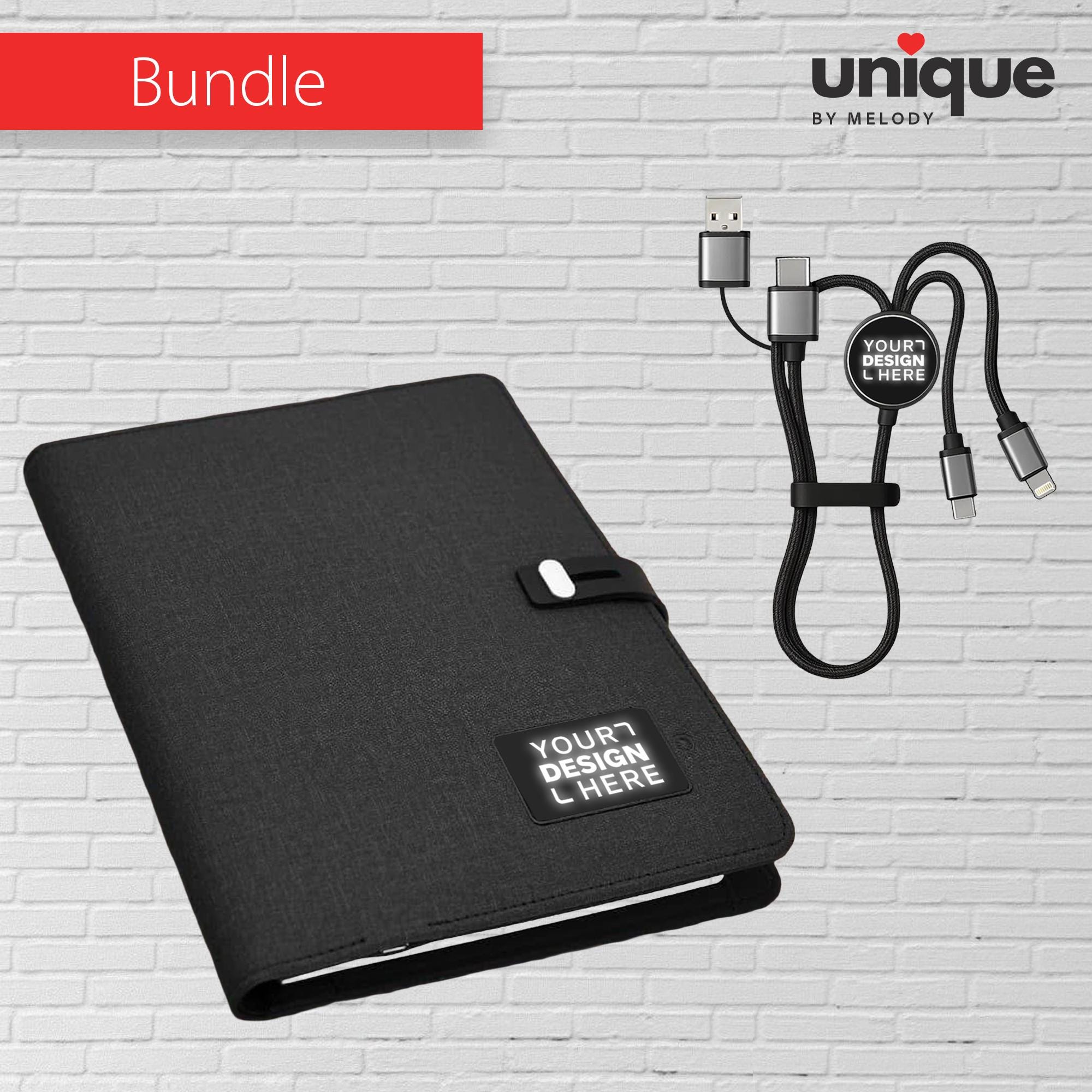 Custom Notebook A5 Tech Portfolio with Light Up Logo Executive Corporate Gift