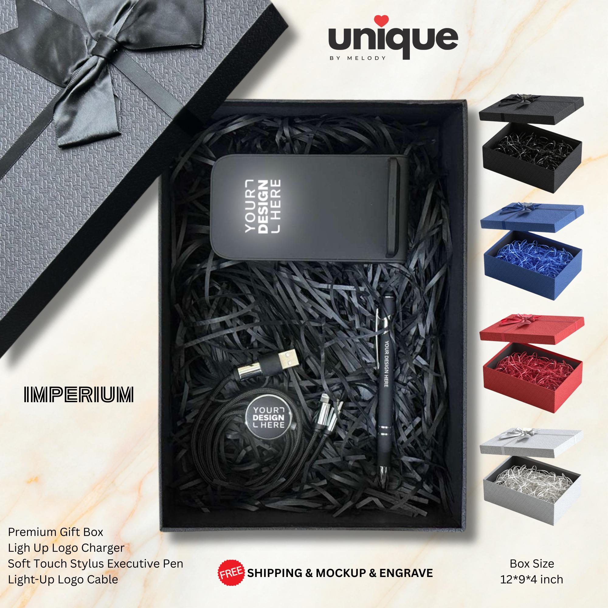 Custom Logo Corporate Gift Box with Wireless Charger Employee Welcome Gift Set Client Appreciation Company Trade Show Conference Bulk Order