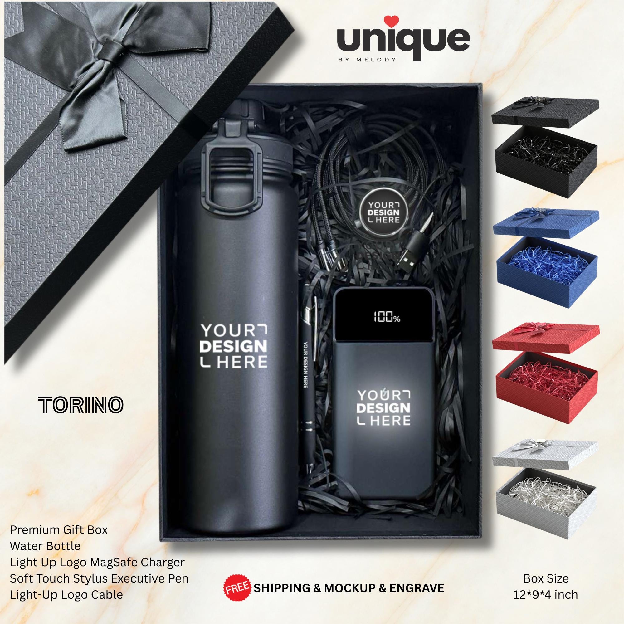 Corporate Logo Gift Box Premium Custom Business Employee and Client Gift Set Personalized Logo Customer Appreciation Set Trade Show Giveaway