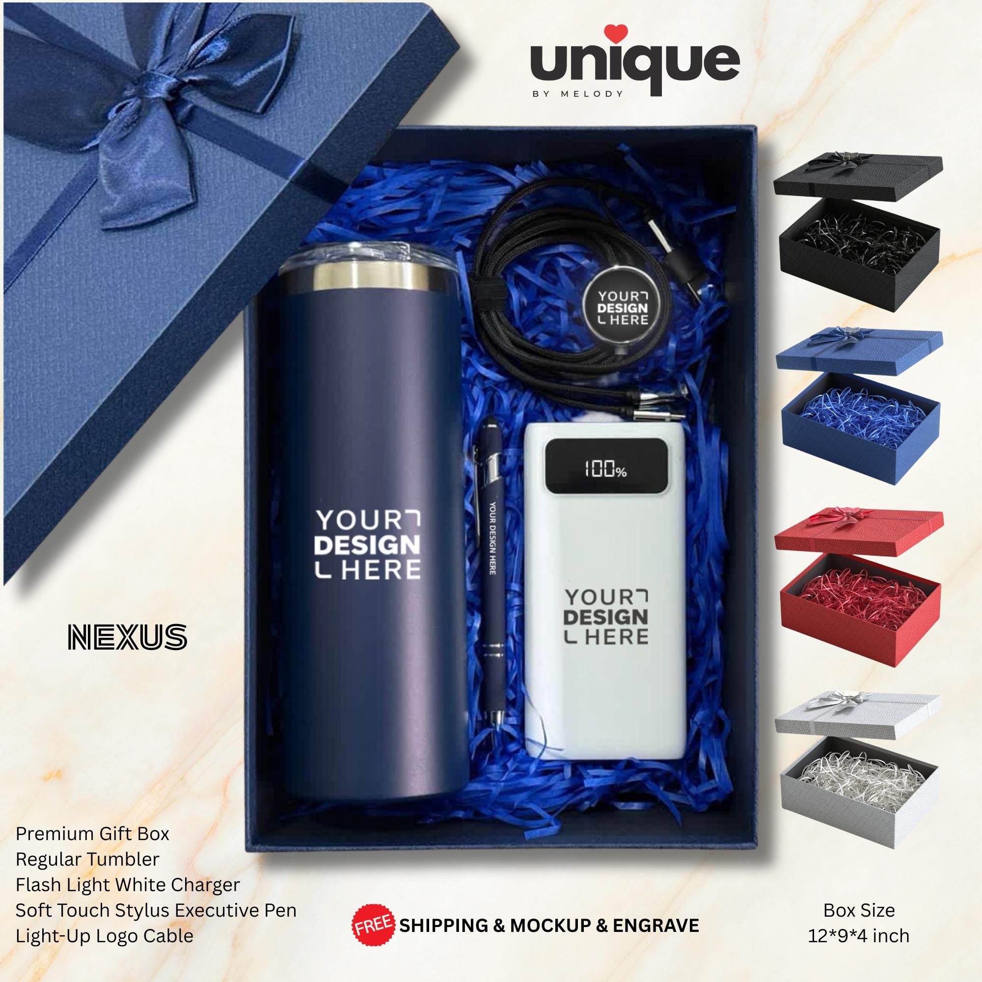 Custom Logo Client Appreciation Gift Box Personalized Portable Charger Tumbler Set Corporate Thank You Gift Business Bulk Order
