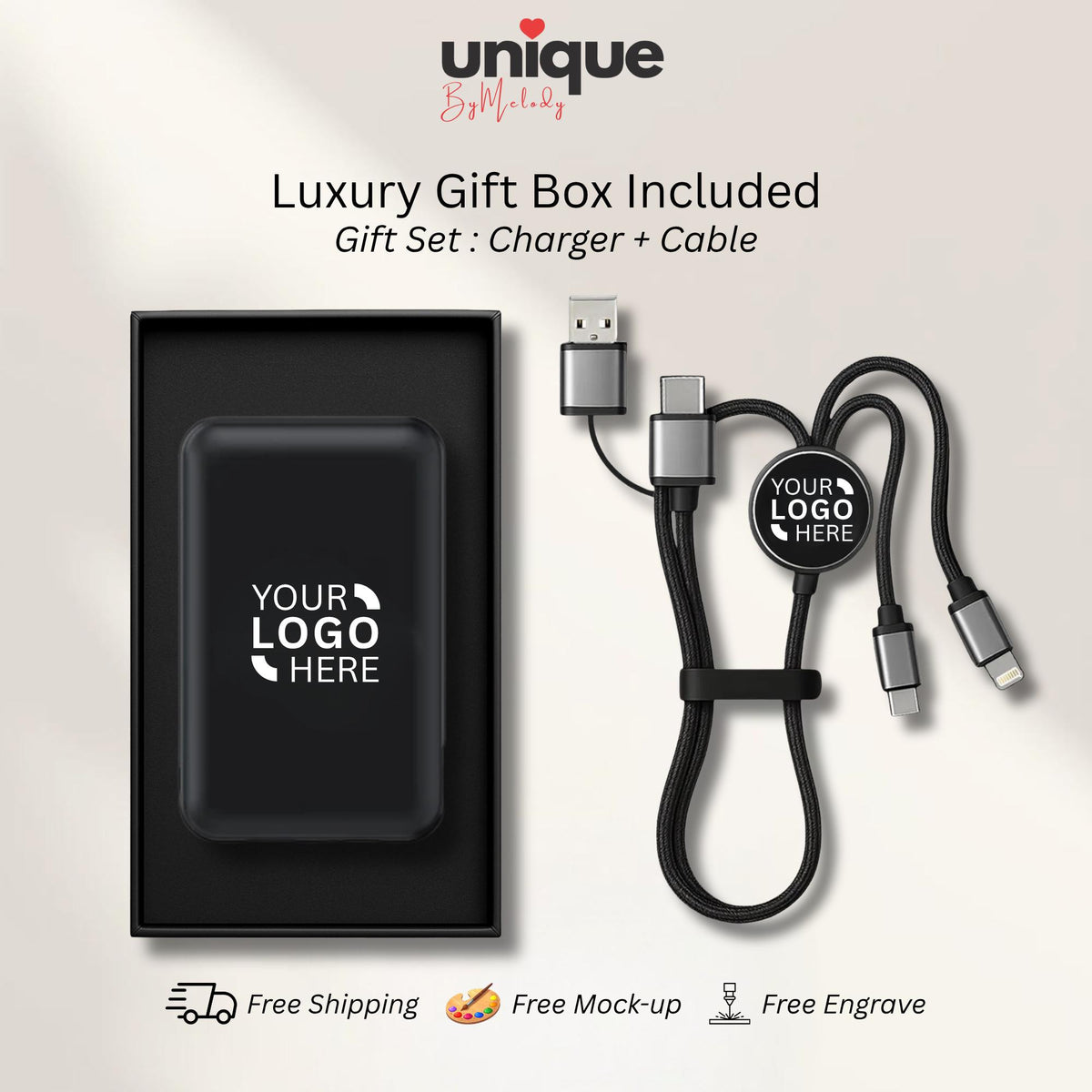 MagSafe Portable Charger Custom Light Up Logo Personalized Corporate Gift Magnetic Powerbank for Employees and Clients Holiday Bulk Order