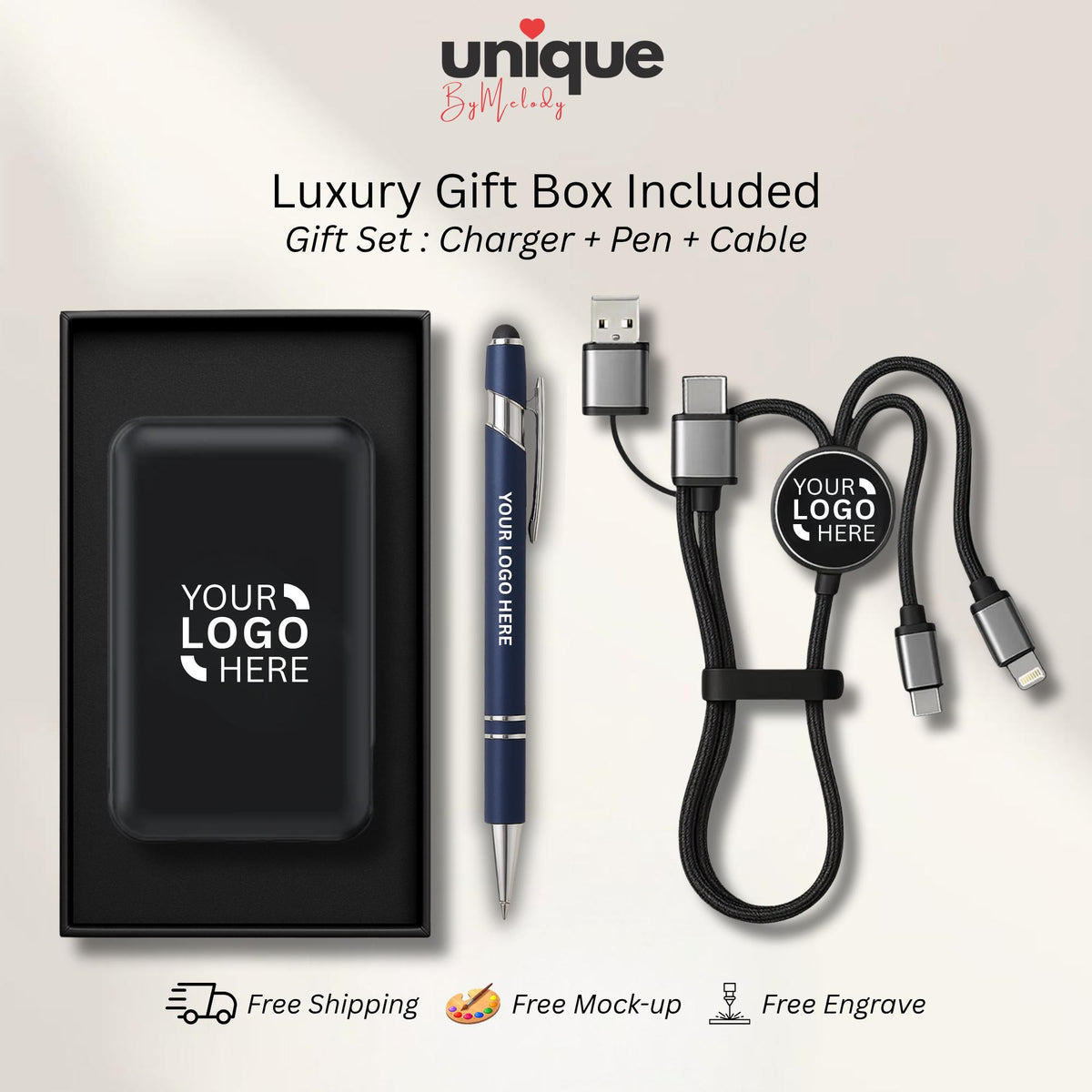 MagSafe Portable Charger Custom Light Up Logo Personalized Corporate Gift Magnetic Powerbank for Employees and Clients Holiday Bulk Order