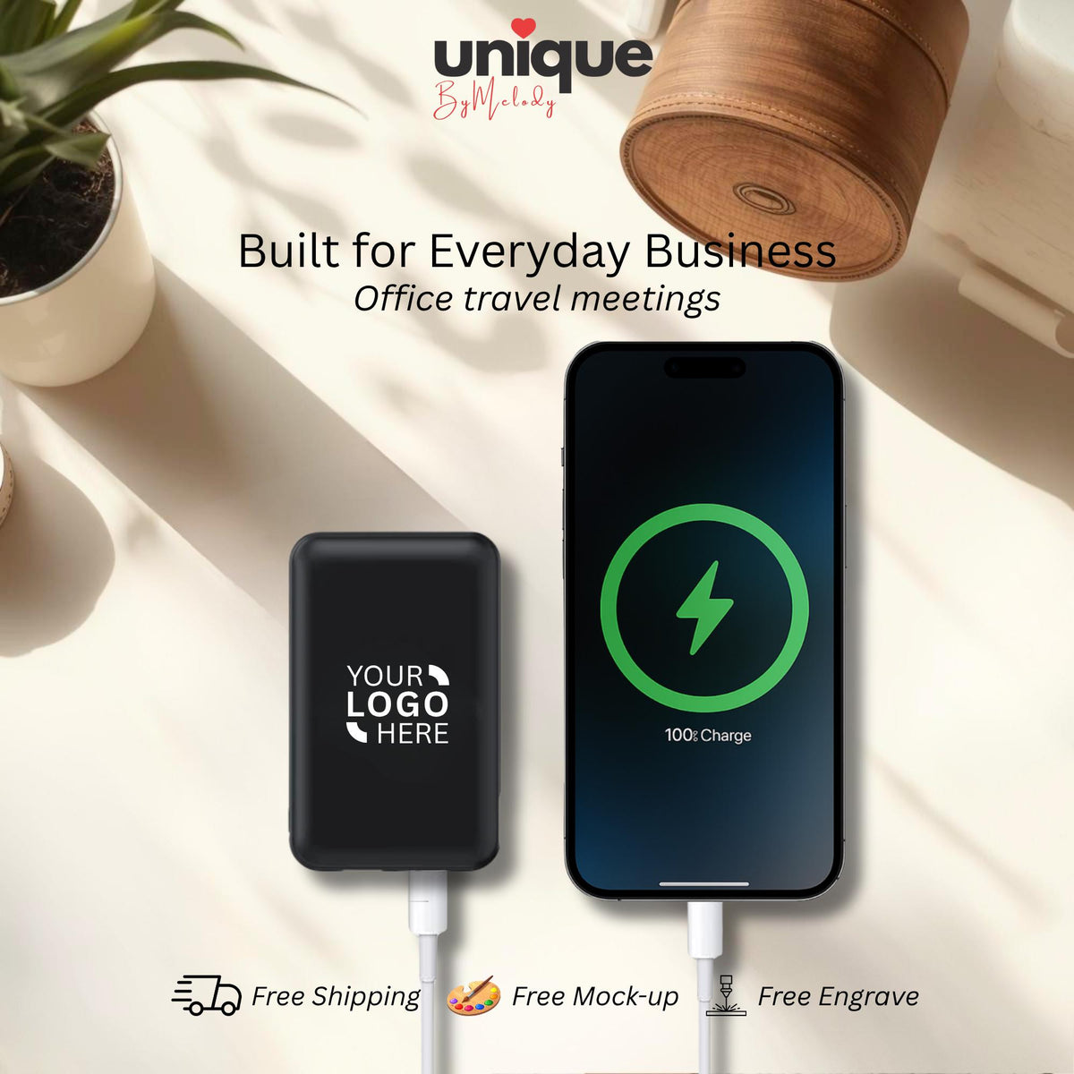 MagSafe Portable Charger Custom Light Up Logo Personalized Corporate Gift Magnetic Powerbank for Employees and Clients Holiday Bulk Order