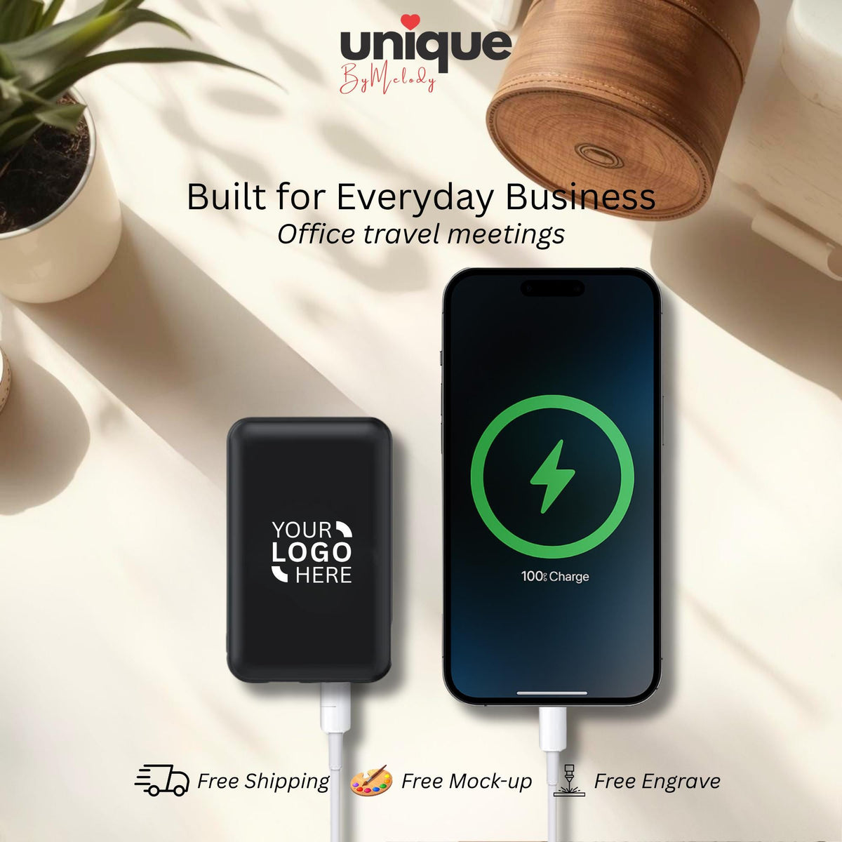 Custom Light Up Logo Powerbank MagSafe Personalized Company Gift Magnetic Portable Charger for Business Employees Clients Holiday Bulk Order