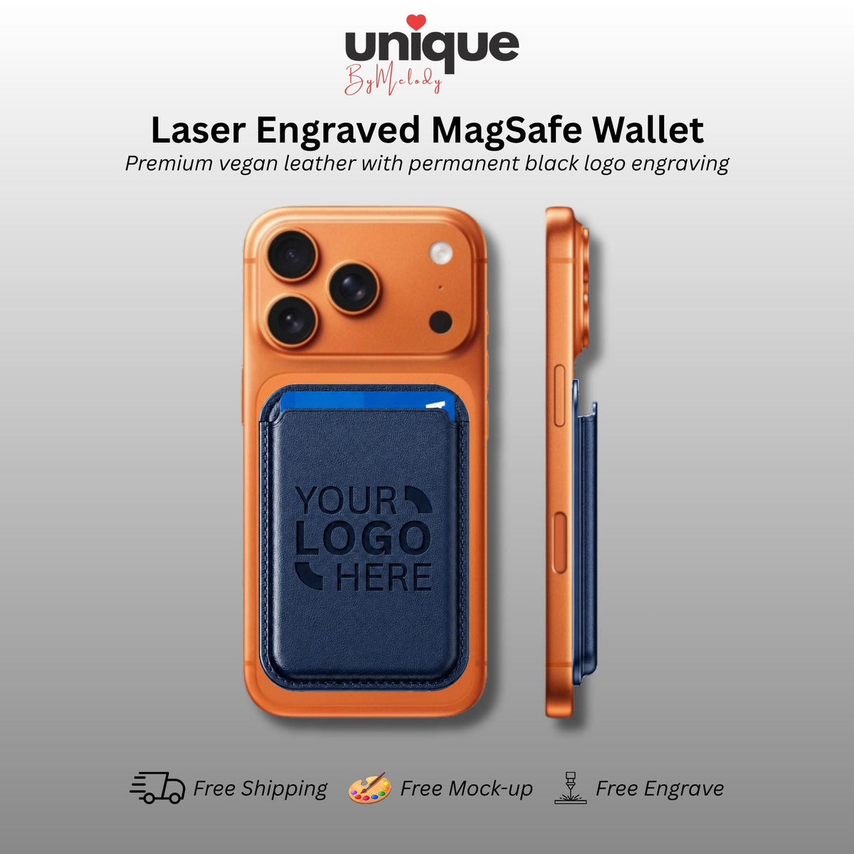 Engraved MagSafe Wallet Personalized Magnetic Card Holder Company Logo Corporate Gift for Employees Clients Executives and Event Swag