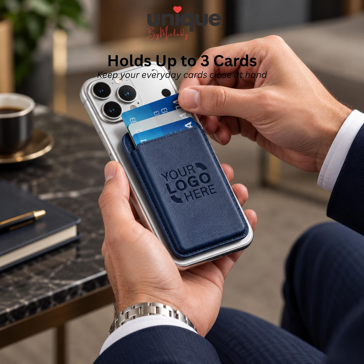 Engraved MagSafe Wallet Personalized Magnetic Card Holder Company Logo Corporate Gift for Employees Clients Executives and Event Swag