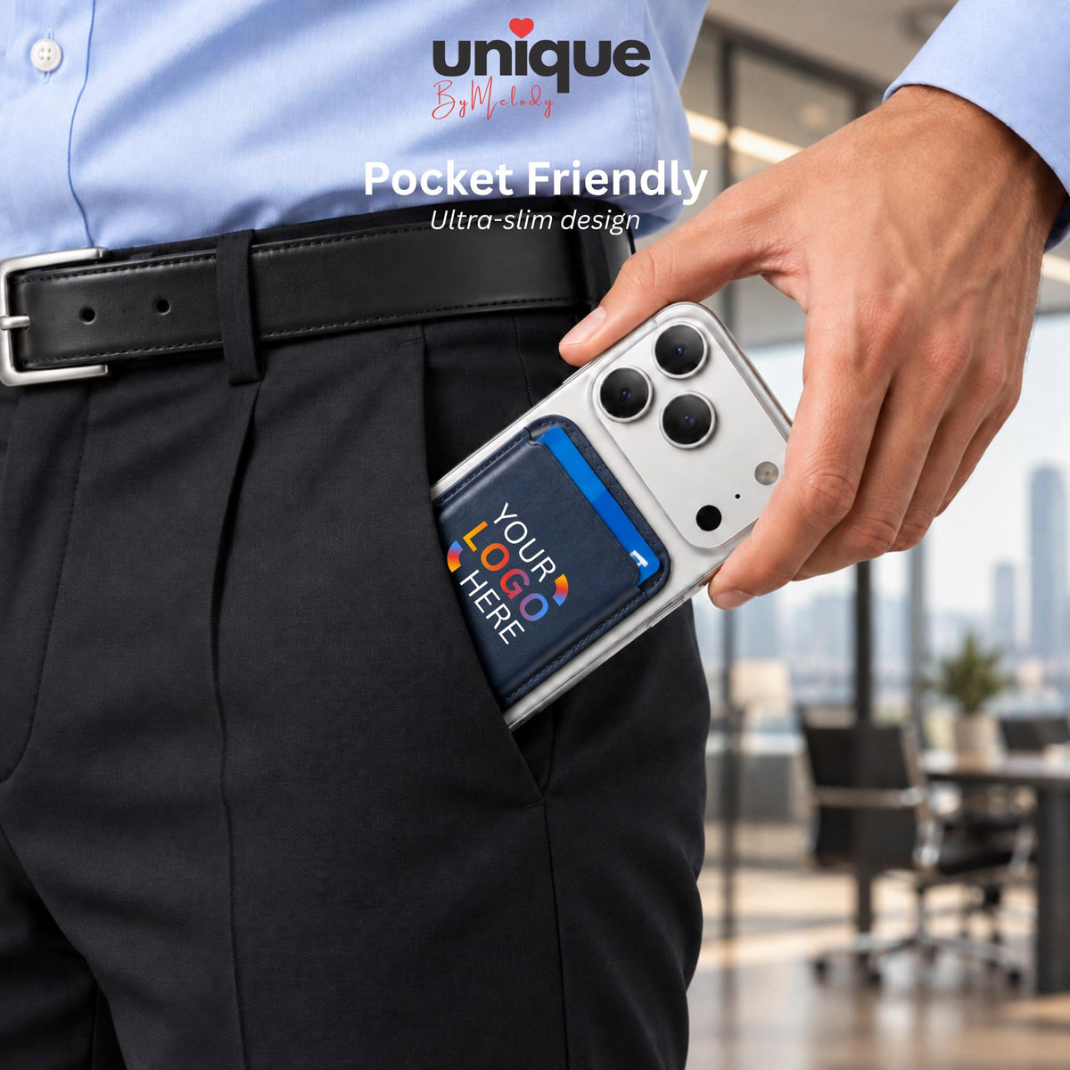 Custom MagSafe Wallet Full Color Company Logo Personalized Magnetic Card Holder Corporate Gift for Employee Client Executive and Event Swag