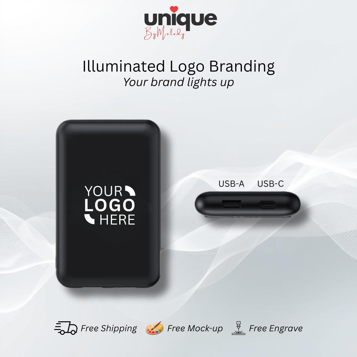 MagSafe Portable Charger Custom Light Up Logo Personalized Corporate Gift Magnetic Powerbank for Employees and Clients Holiday Bulk Order