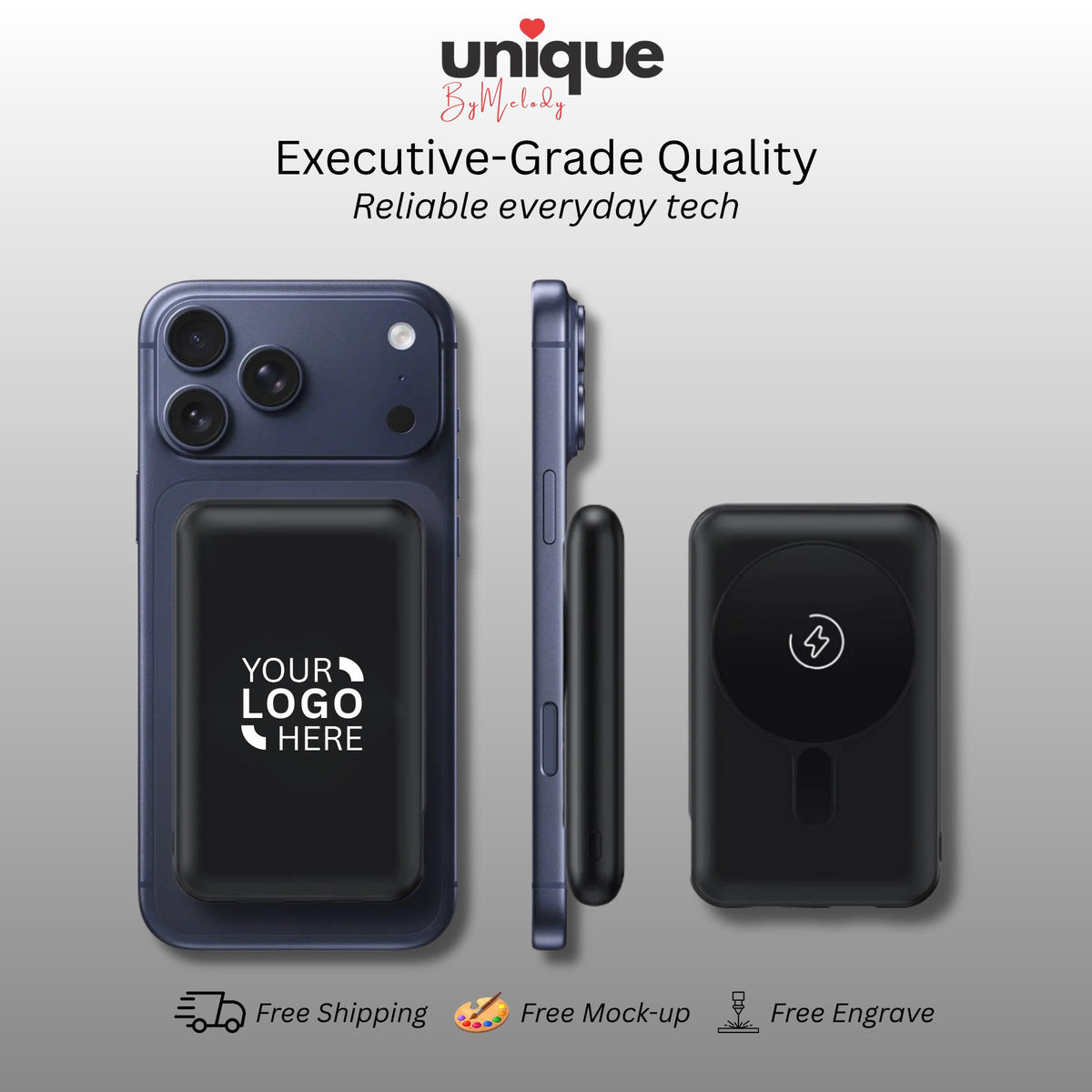 MagSafe Portable Charger Custom Light Up Logo Personalized Corporate Gift Magnetic Powerbank for Employees and Clients Holiday Bulk Order