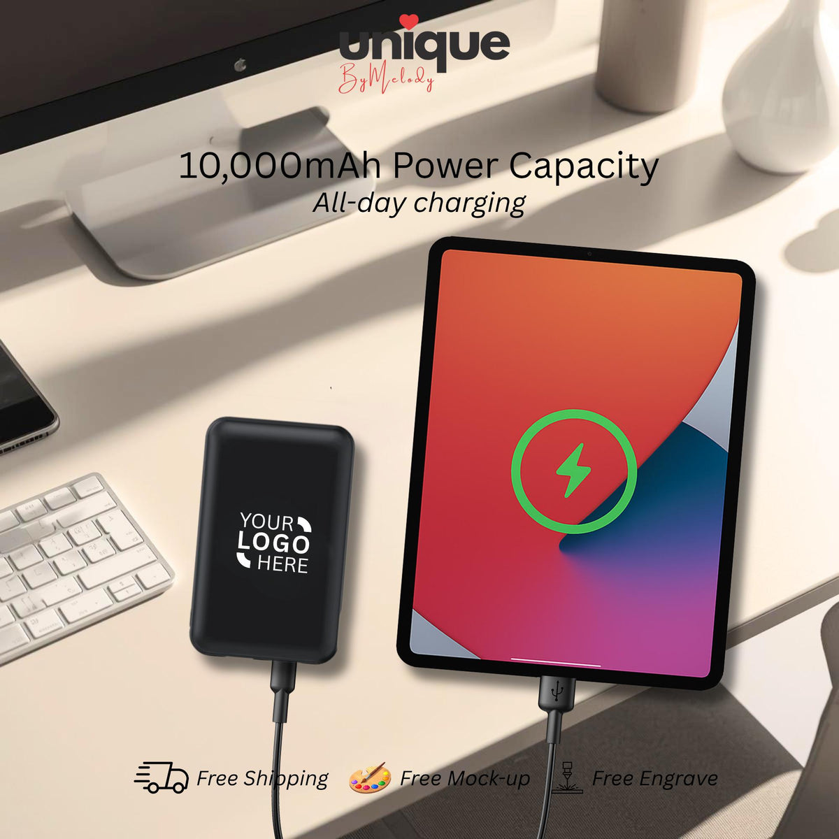 Custom Light Up Logo Powerbank MagSafe Personalized Company Gift Magnetic Portable Charger for Business Employees Clients Holiday Bulk Order