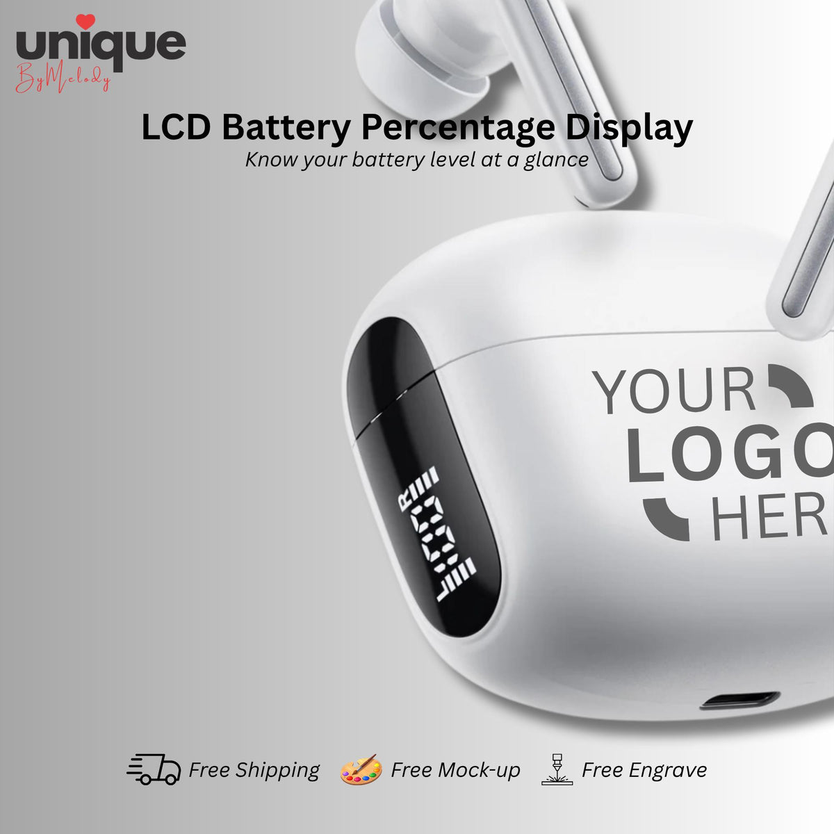 Personalized ANC Bluetooth Earbuds with Laser Engraved Logo Corporate Gifts for Employees Clients Executive Gifts and Business Events