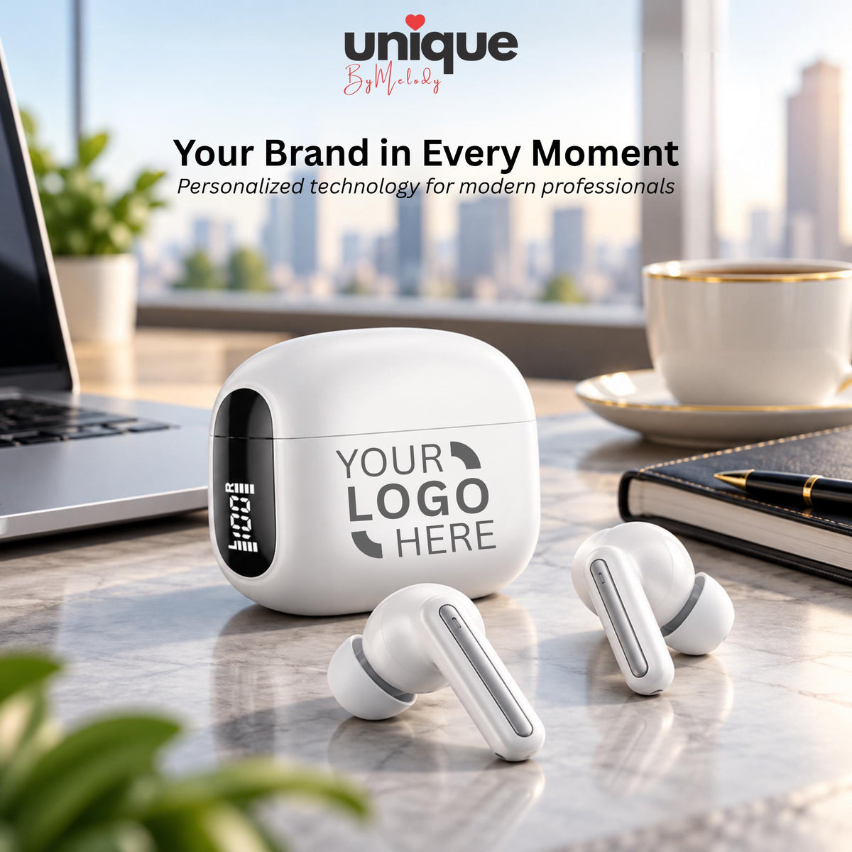 Personalized ANC Bluetooth Earbuds with Laser Engraved Logo Corporate Gifts for Employees Clients Executive Gifts and Business Events