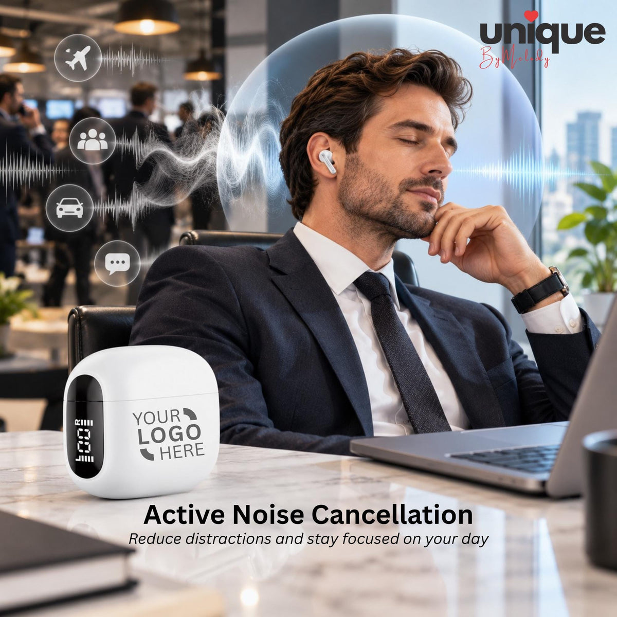 Personalized ANC Bluetooth Earbuds with Laser Engraved Logo Corporate Gifts for Employees Clients Executive Gifts and Business Events