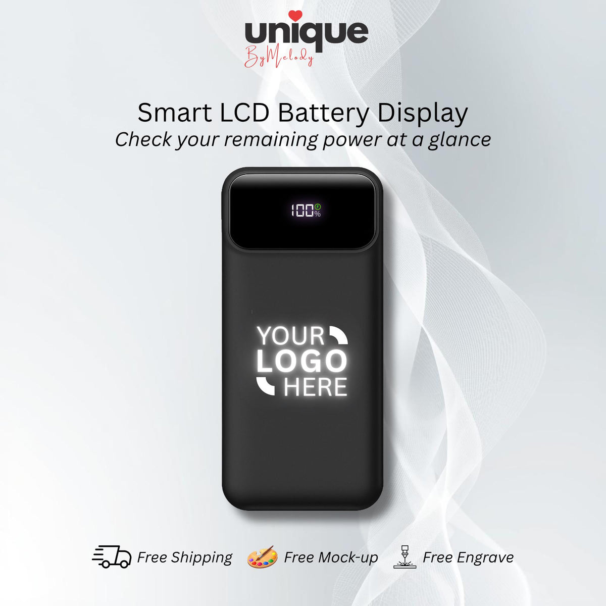 Custom Light Up Logo Powerbank Built In Cable Portable Charger Personalized Corporate Gift Employees Clients Executives and Business Events