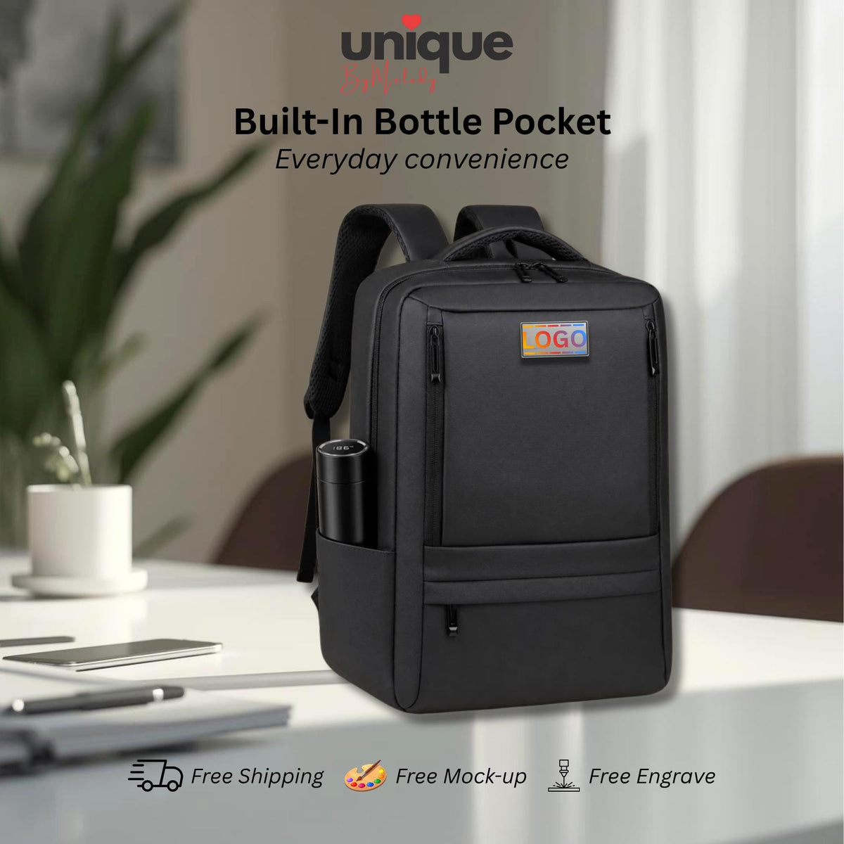 Custom Logo Backpack Full Color Company Laptop Bag Corporate Gift Team Business Travel Staff Client Executive Welcome Thank You Trade Show