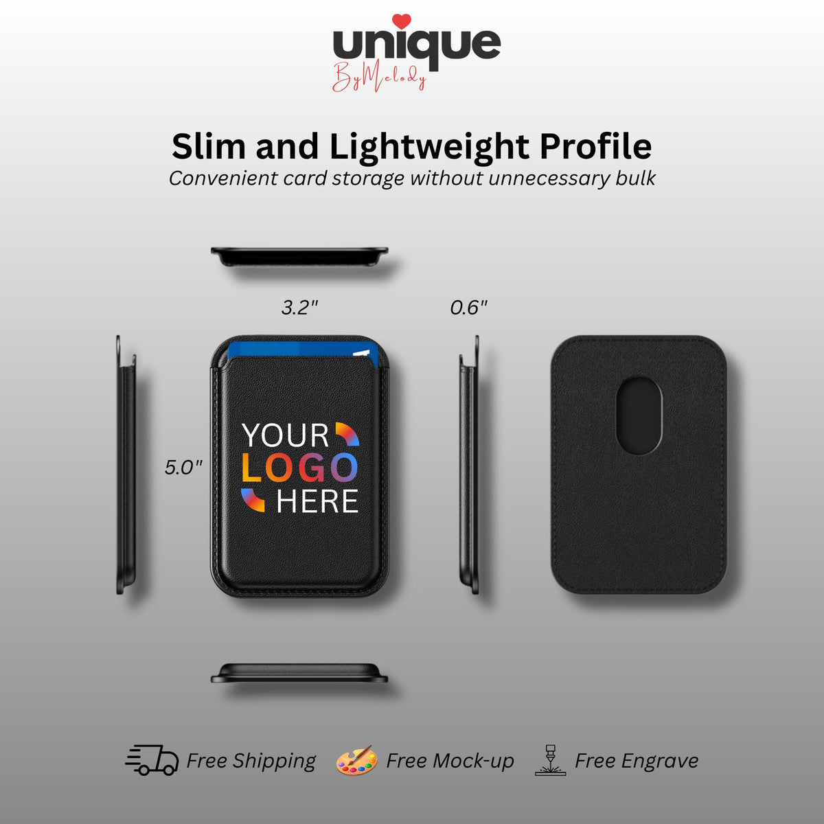 Custom MagSafe Wallet Full Color Company Logo Personalized Magnetic Card Holder Corporate Gift for Employee Client Executive and Event Swag