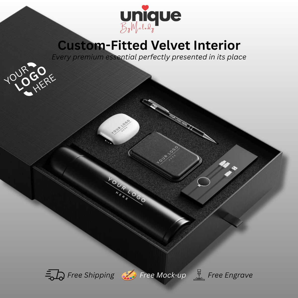 Luxury Corporate Gift Box with ANC Earbuds and MagSafe Wallet Personalized Executive Gifts for Employees Clients and Business Events