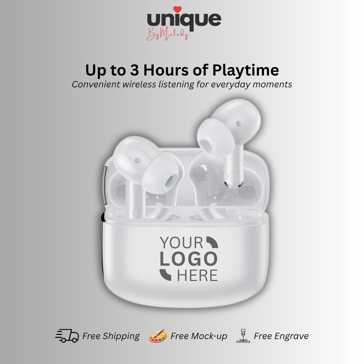 Personalized ANC Bluetooth Earbuds with Laser Engraved Logo Corporate Gifts for Employees Clients Executive Gifts and Business Events