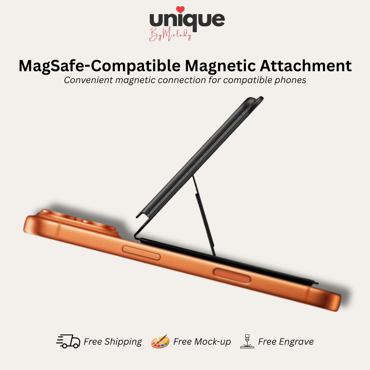 Personalized MagSafe Kickstand Wallet Laser Engraved Company Logo Magnetic Phone Card Holder Corporate Gift for Employees Clients and Events