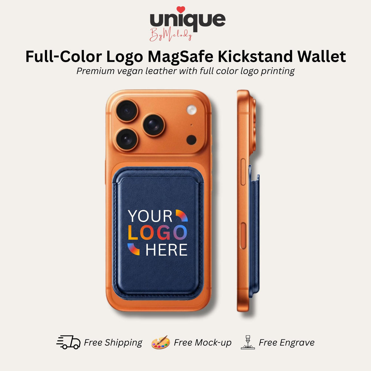 Personalized MagSafe Iphone Stand Full Color Company Logo Magnetic Phone Holder Desk Corporate Tech Gift for Employee Client and Event