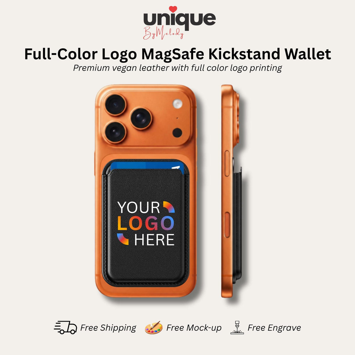 Personalized MagSafe Iphone Stand Full Color Company Logo Magnetic Phone Holder Desk Corporate Tech Gift for Employee Client and Event