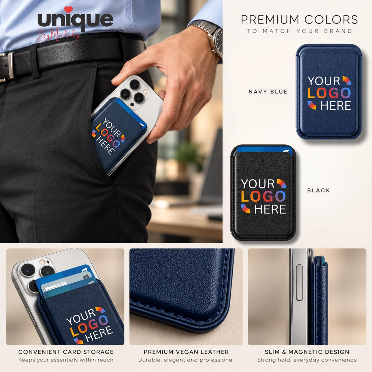 Personalized MagSafe Iphone Stand Full Color Company Logo Magnetic Phone Holder Desk Corporate Tech Gift for Employee Client and Event