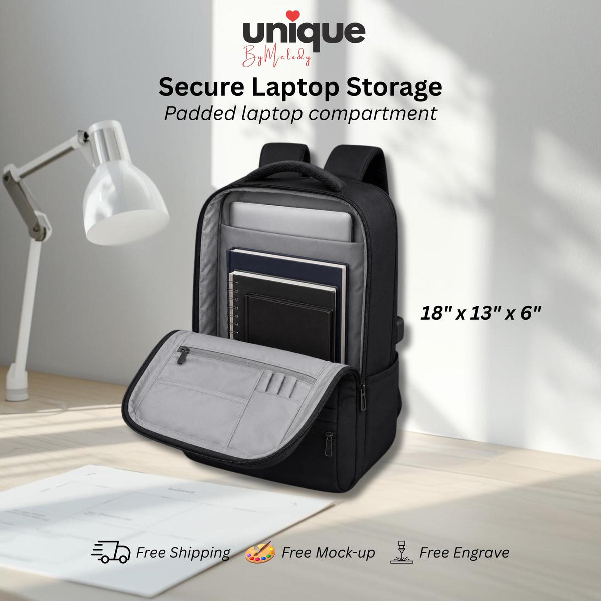 Custom Logo Oxford Backpack Laser Engraved Business Laptop Bag Corporate Gifts for Employees Clients and Executives