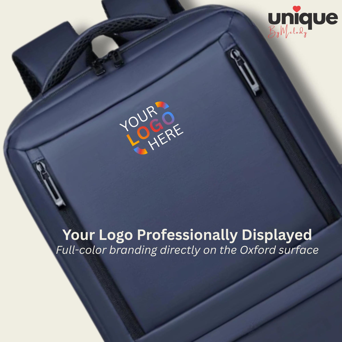 Company Logo Backpack Custom Full Color Laptop Bag Corporate Gift Business Travel Employee Onboarding Client Executive Welcome Thank You