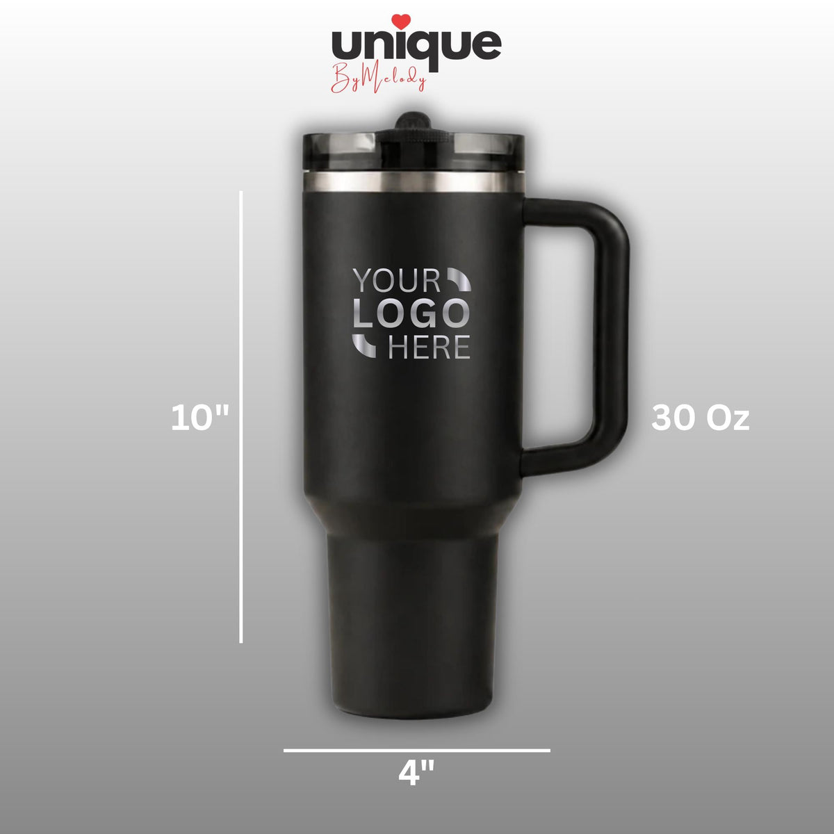 Personalized 30 oz Tumbler Handle Laser Engraved Company Logo Thermos Custom Corporate Office Gift Employee Client Appreciation Swag